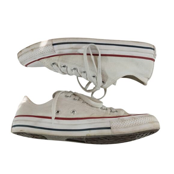 CONVERSE! ICONIC ALL STAR WHITE CANVAS & RUBBER LOW TOP SNEAKERS! SZ 7W - Picture 7 of 10